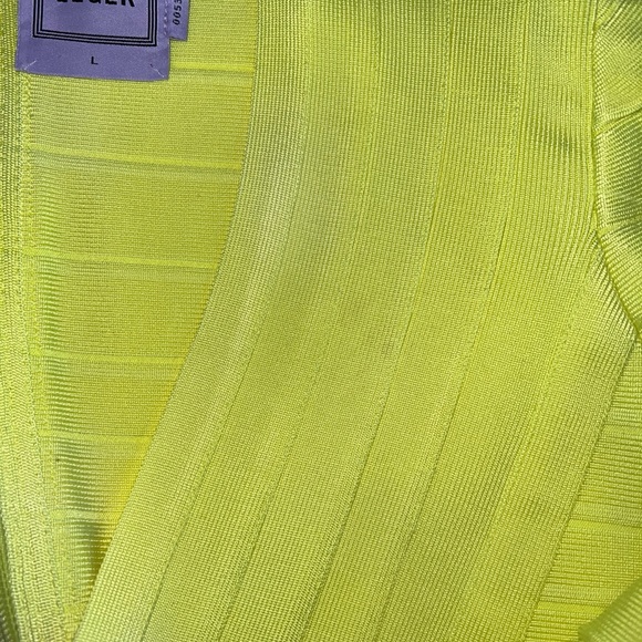 🆕 Hervé Leger Neon Yellow Nathalia Night Out Dress - Picture 11 of 12